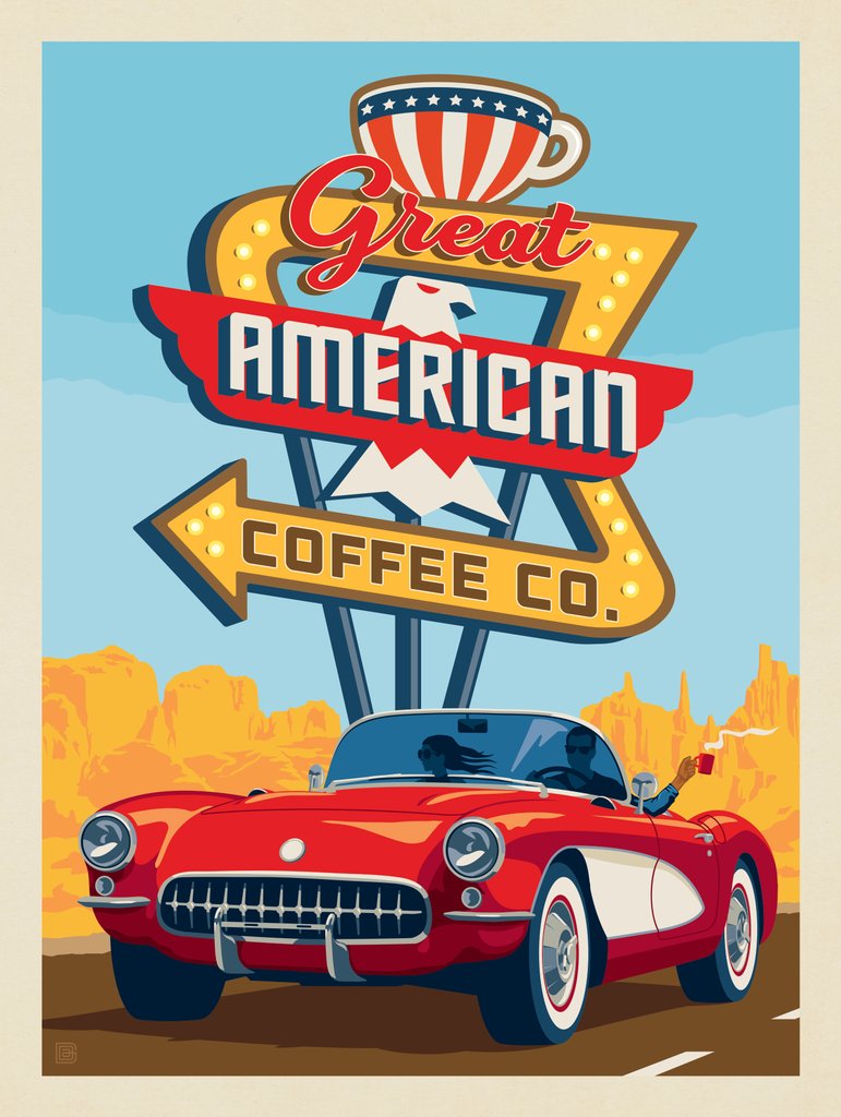 Great American Coffee Co. - Metal Sign - Artwork