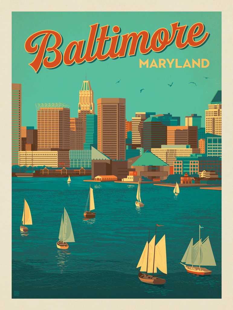 Baltimore, Maryland: Harbor View - Postcards - Artwork