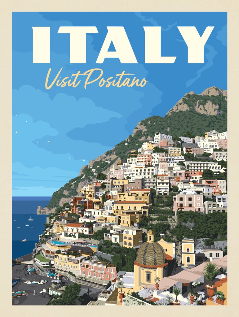 Italy: Positano - Canvas - Artwork