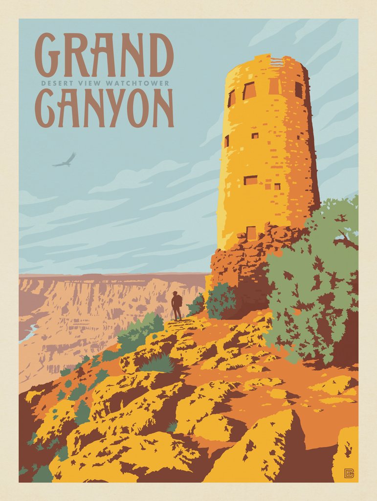 Grand Canyon National Park: Desert View Watchtower - Postcards - Artwork