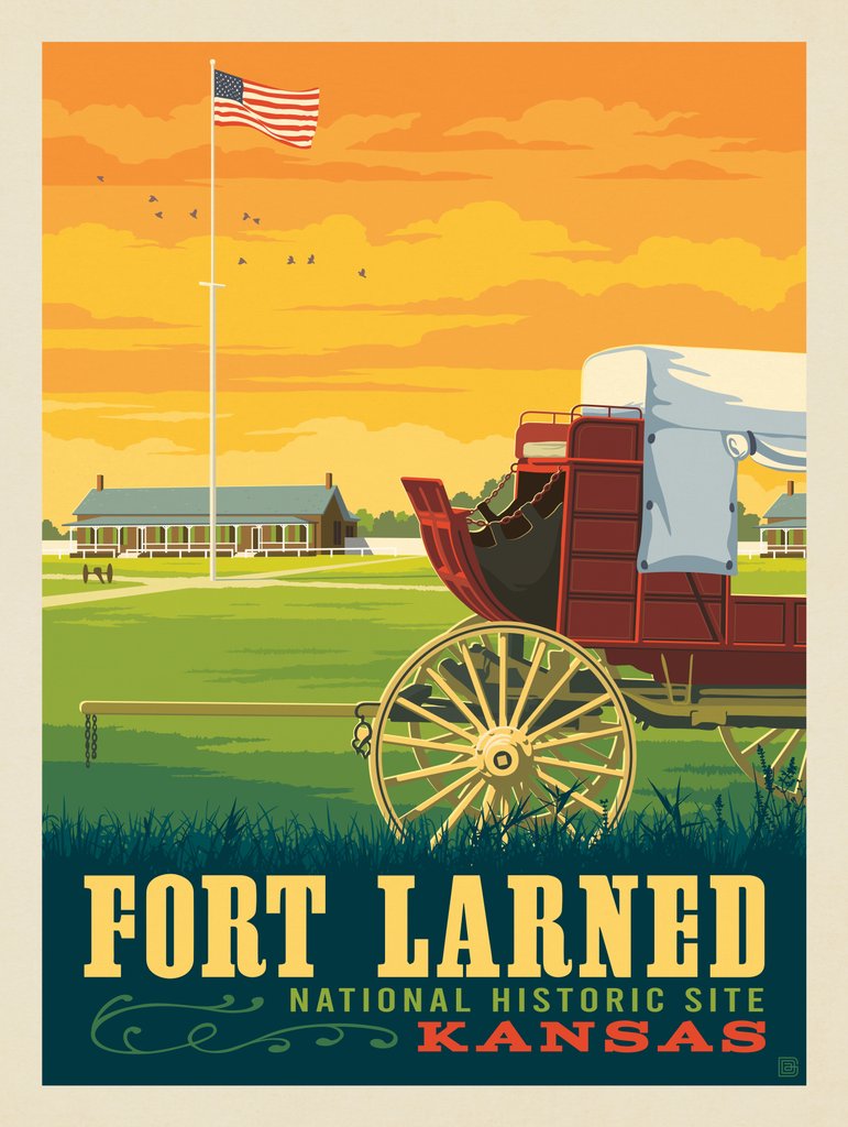 Fort Larned National Historic Site, KS: Covered Wagon - Notecards - Artwork