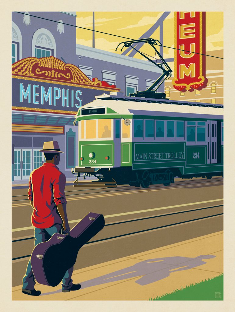 Memphis, TN: Trolley - Notecards - Artwork