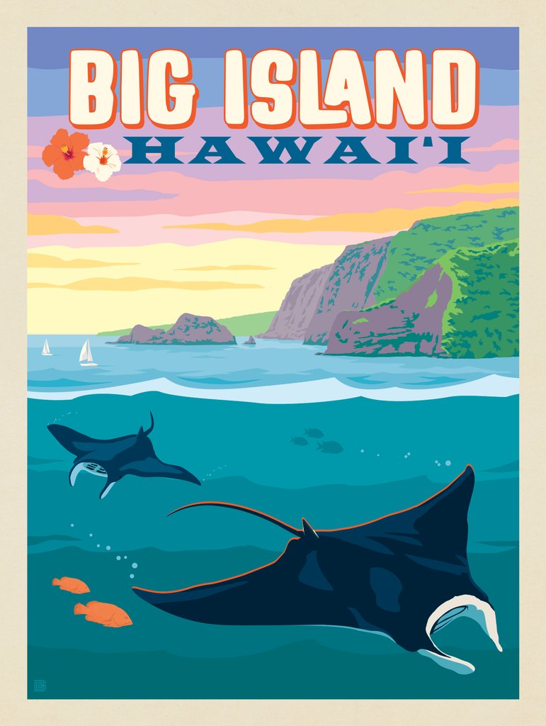 Hawaii: Big Island (Manta Rays) - Notecards - Artwork