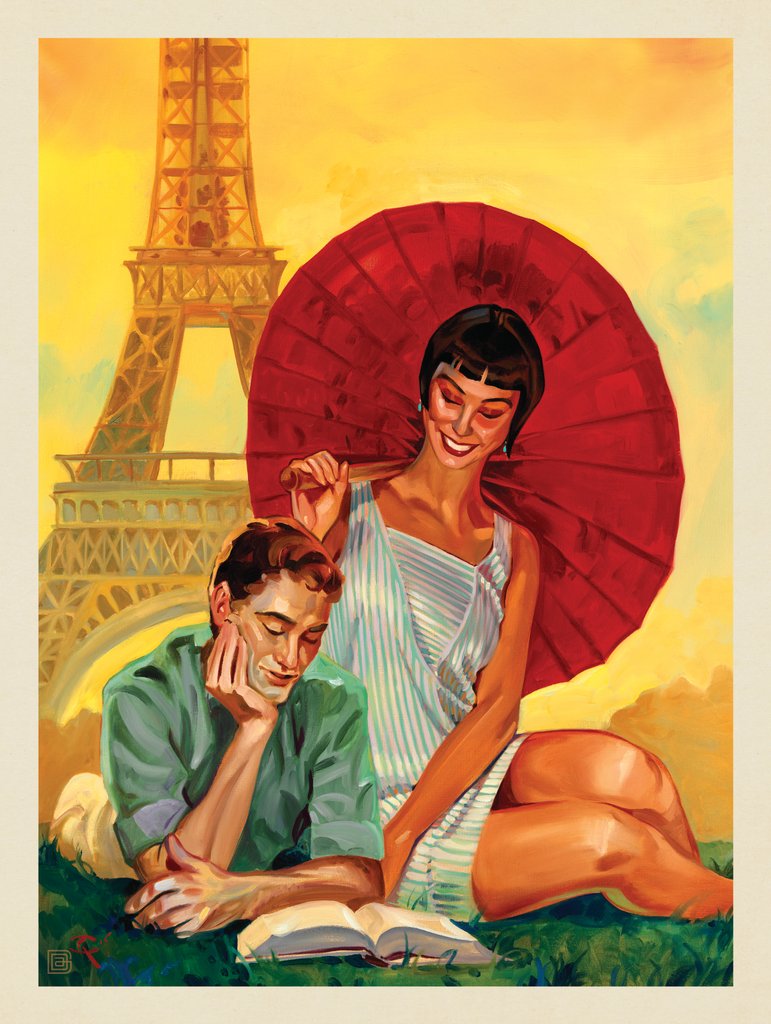 Oil Painting: Parisian Parasol - Art Print - Artwork
