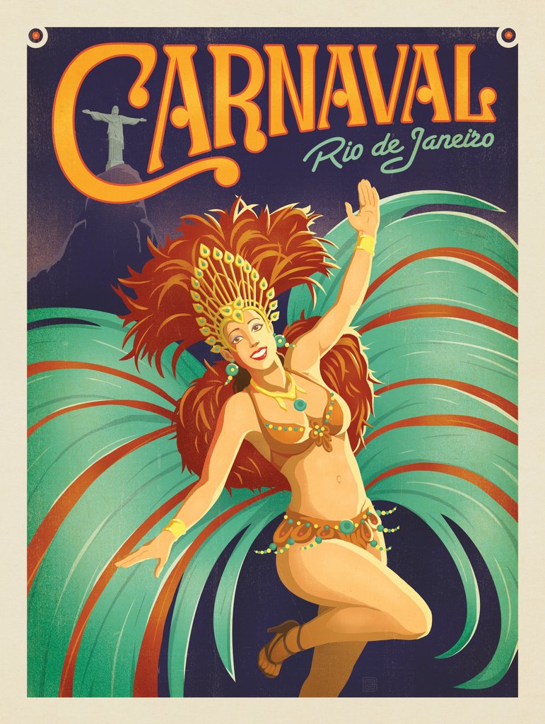 Brazil: Carnaval, Rio De Janeiro - Metal Sign - Artwork