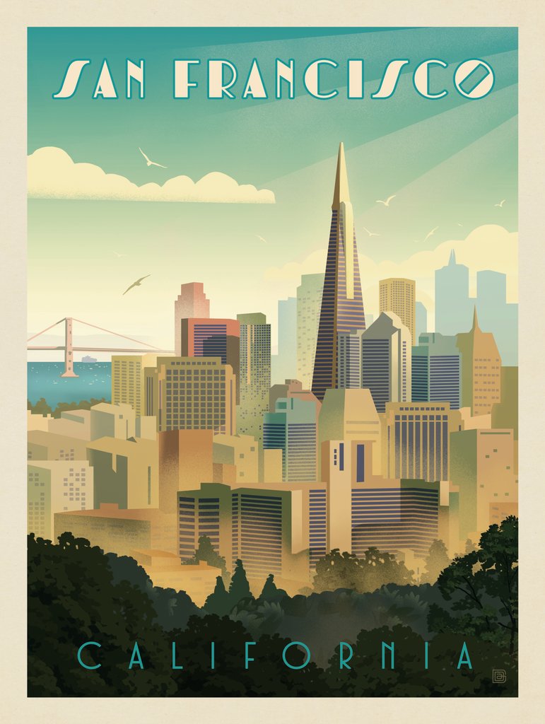 San Francisco, CA: Tower View - Notecards - Artwork