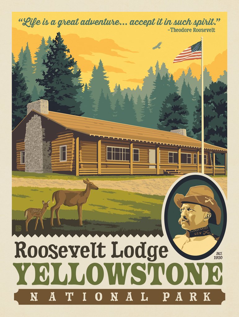 Yellowstone National Park: Roosevelt Lodge - Canvas - Artwork