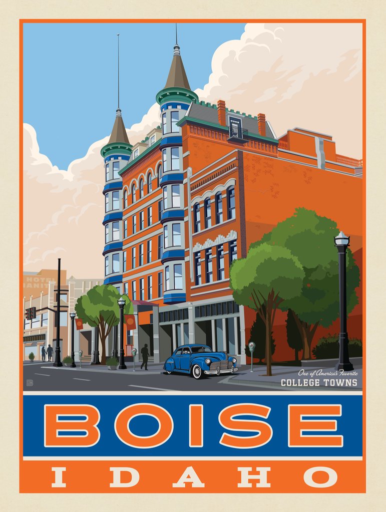 American College Towns: Boise, Idaho - Canvas - Artwork