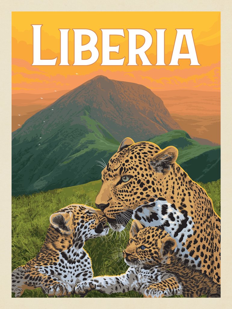 Liberia, Africa - Metal Sign - Artwork