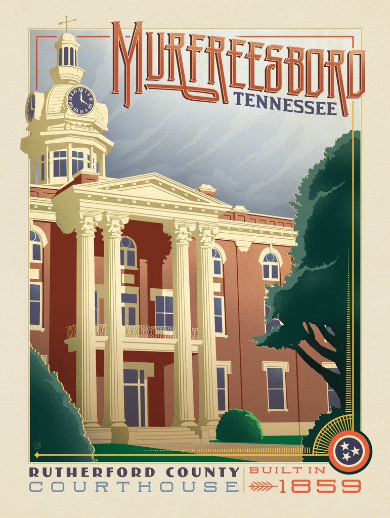 Rutherford County Courthouse: Murfreesboro - Canvas - Artwork