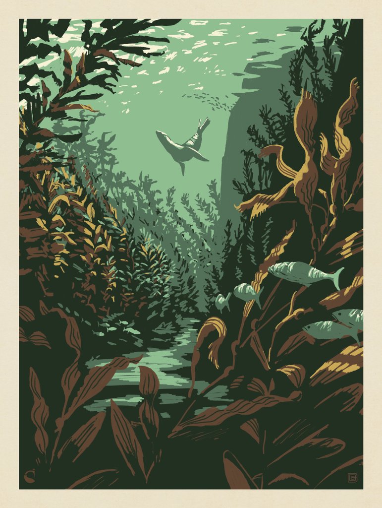 Digital Painting: Kelp Forest - Metal Sign - Artwork