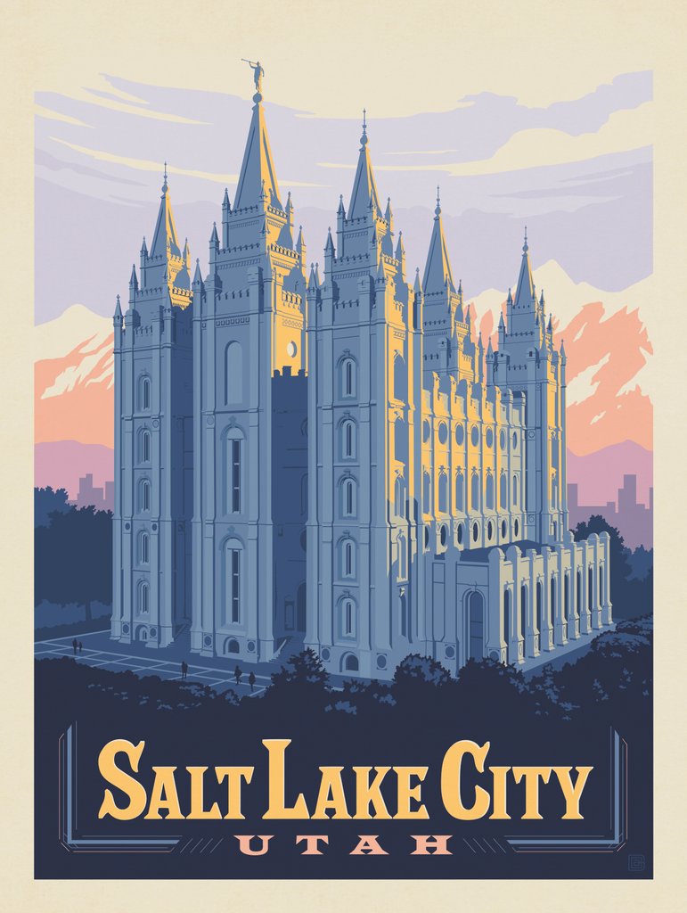 Salt Lake City, Utah: Temple Square - Notecards - Artwork