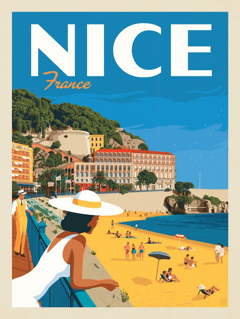France: Nice - Metal Sign - Artwork