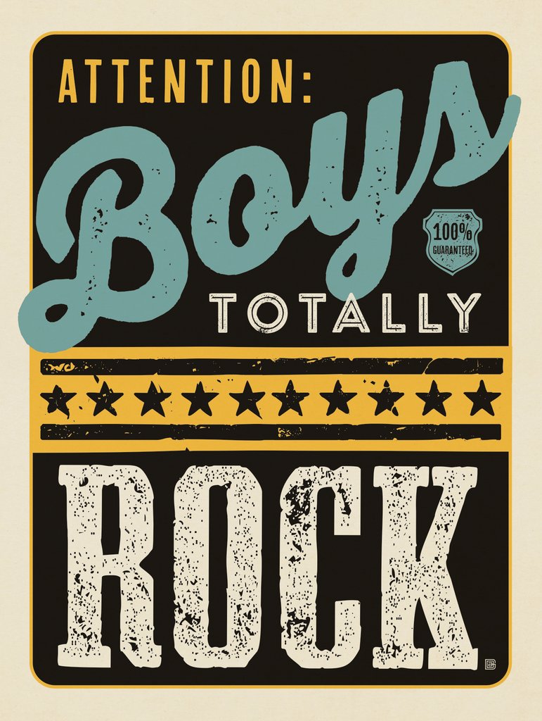 Door Sign: Boys Rock! - Canvas - Artwork
