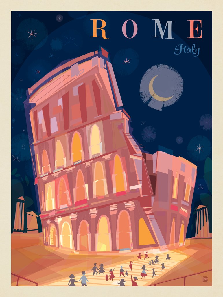 Italy, Rome: Colosseum (Mod Design) - Art Print - Artwork