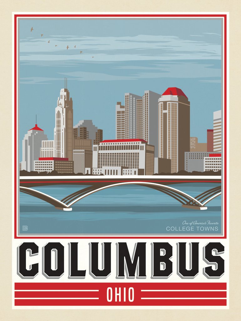 American College Towns: Columbus, OH - Art Print - Artwork