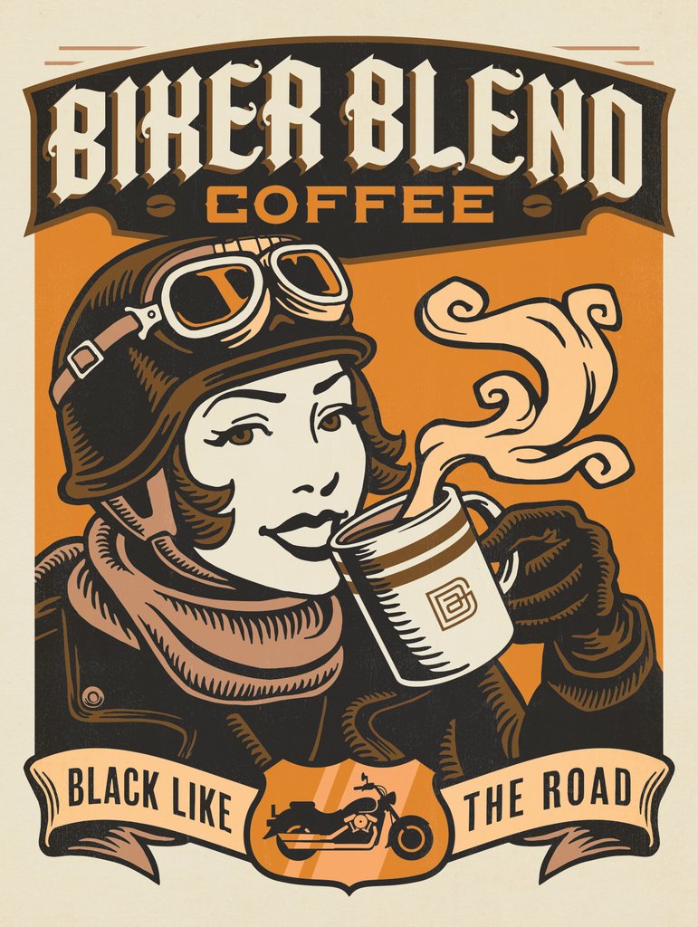 Biker Blend Coffee - Postcards - Artwork