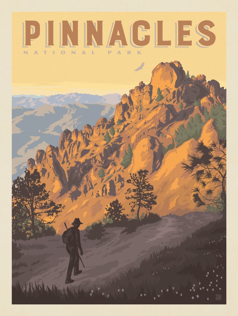 Pinnacles National Park: High Peaks Trail - Metal Sign - Artwork
