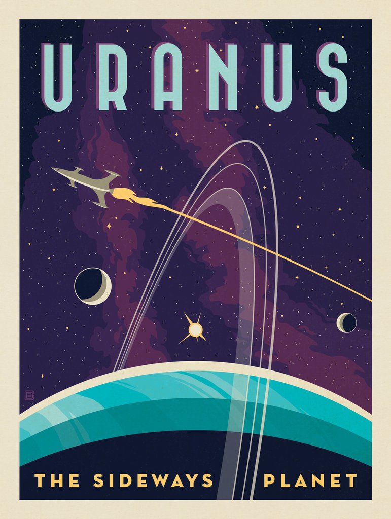 Uranus: The Sideways Planet - Metal Sign - Artwork