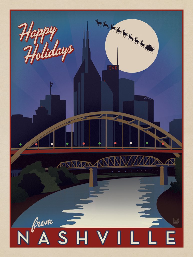 Happy Holidays from Nashville (Skyline) - Notecards - Artwork
