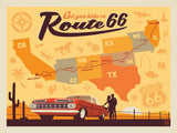 Route 66 Map - Metal Sign - Artwork