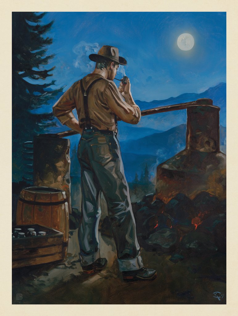 Great Smoky Mountains National Park: Moonshiner-KC - Postcards - Artwork