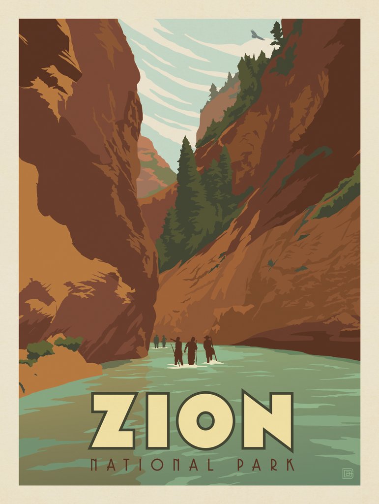 Zion National Park: Hiking The Narrows - Postcards - Artwork