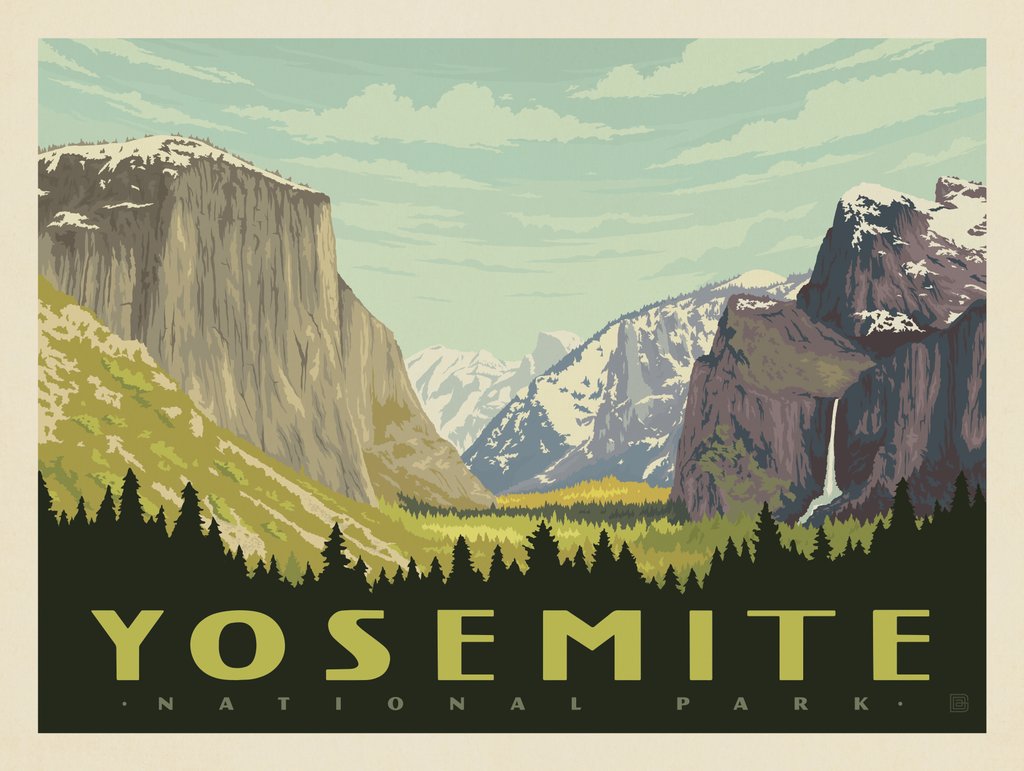 Yosemite National Park: Yosemite Valley (Horizontal) - Metal Sign - Artwork