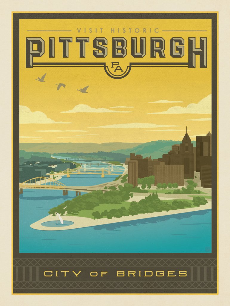 Pittsburgh, PA - Metal Sign - Artwork