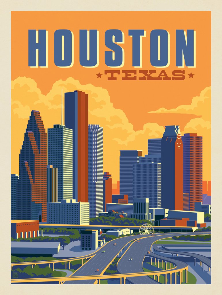 Houston, Texas: Skyline - Notecards - Artwork