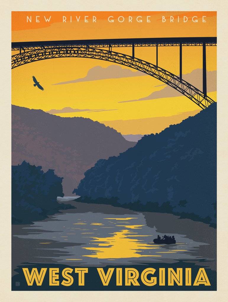 West Virginia: New River Gorge - Art Print - Artwork
