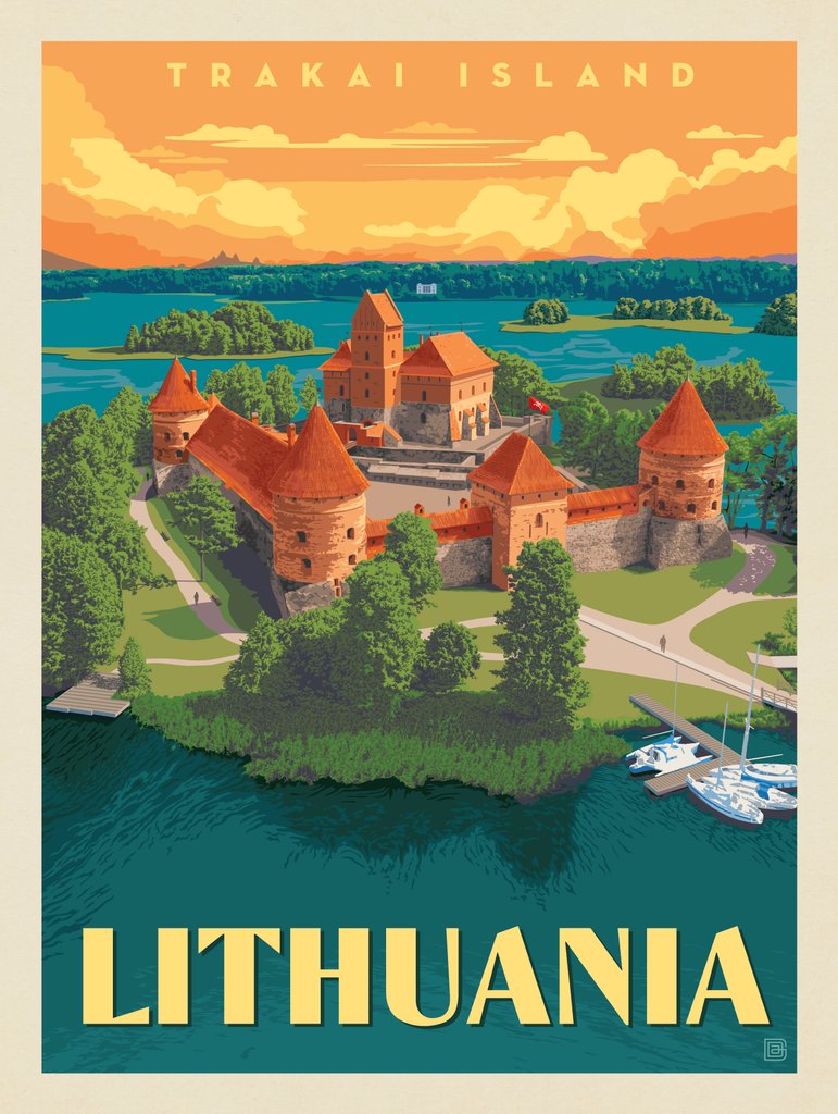 Lithuania: Trakai Island - Metal Sign - Artwork