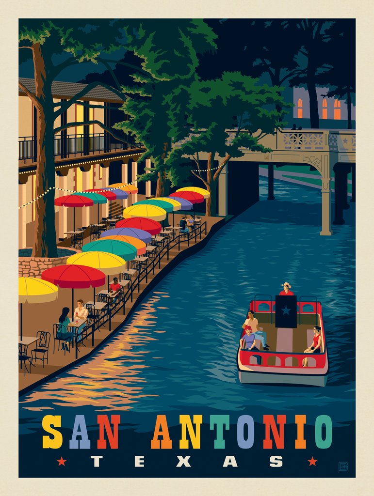 San Antonio, TX: River Walk - Metal Sign - Artwork
