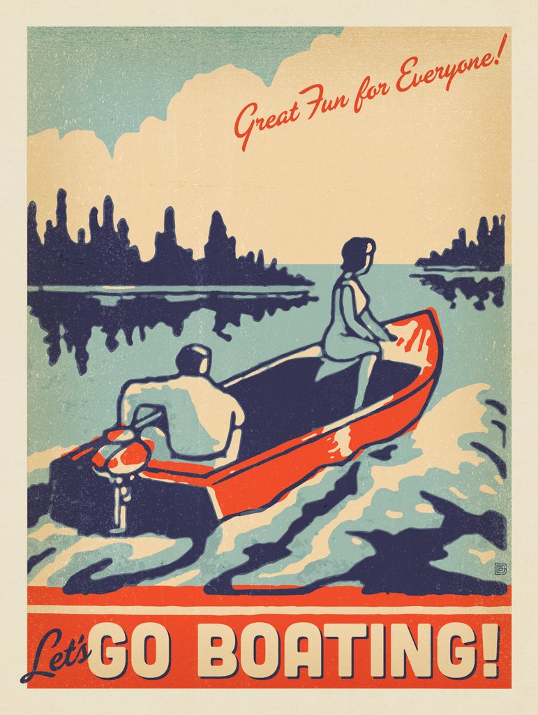 Go Boating! - Metal Sign - Artwork