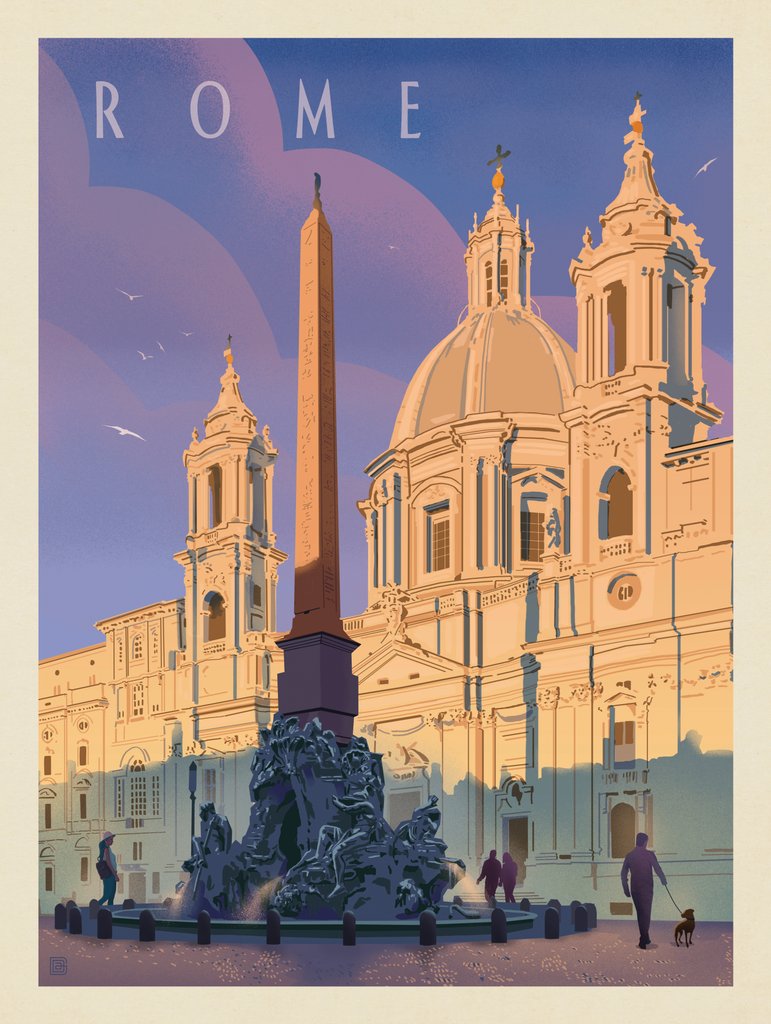 Italy: Rome In The Morning - Metal Sign - Artwork