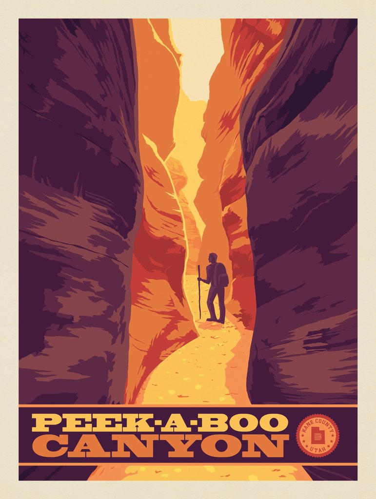 Kane County, UT: Peekaboo Canyon - Metal Sign - Artwork