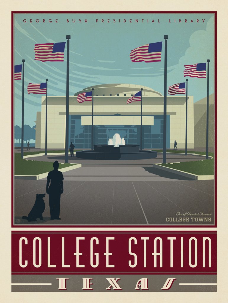 American College Towns: College Station, TX - Art Print - Artwork