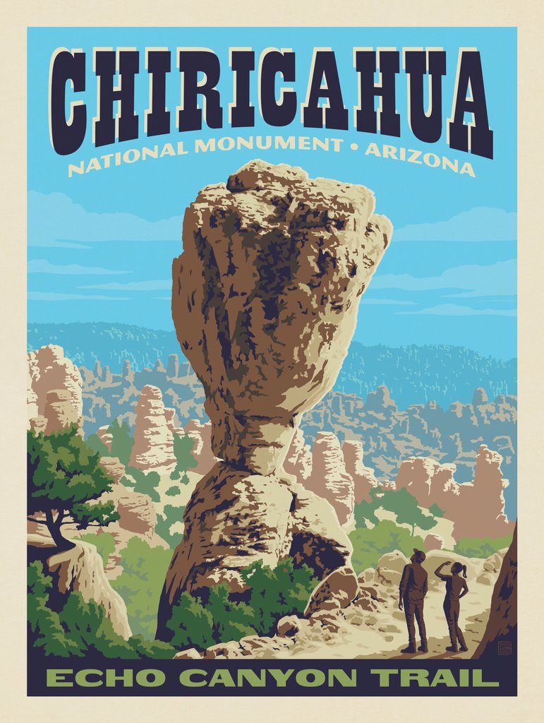Chiricahua National Monument, AZ: Echo Canyon Trail - Postcards - Artwork