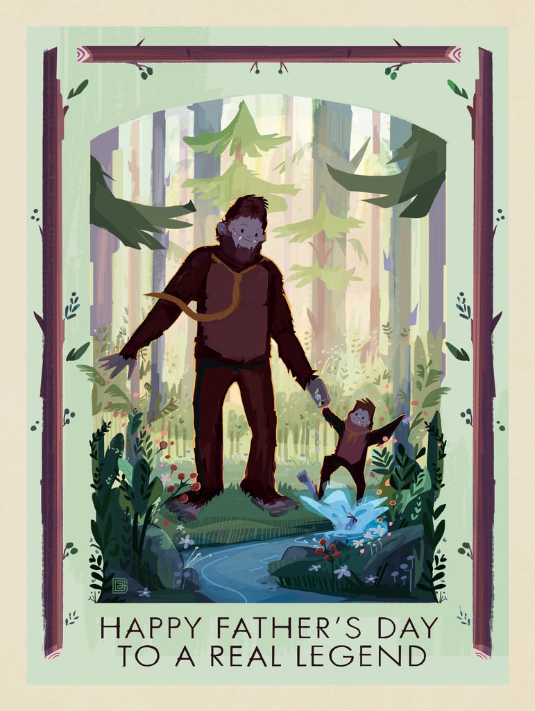 A Greeting Card: Happy Father's Day (Bigfoot) - Metal Sign - Artwork