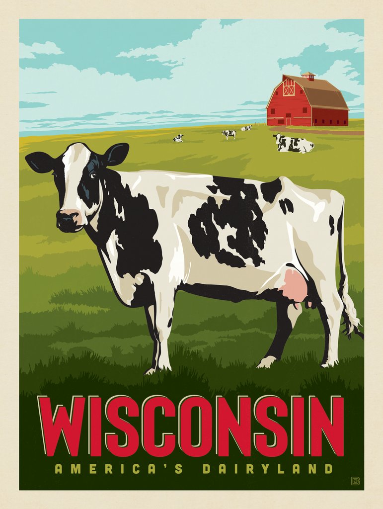 Wisconsin: America's Dairyland - Art Print - Artwork