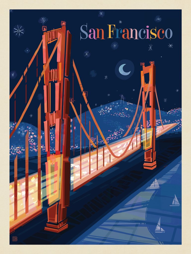San Francisco: Golden Gate (Mod Design) - Notecards - Artwork