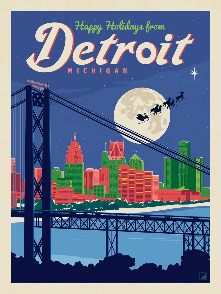 Happy Holidays From Detroit! - Art Print - Artwork
