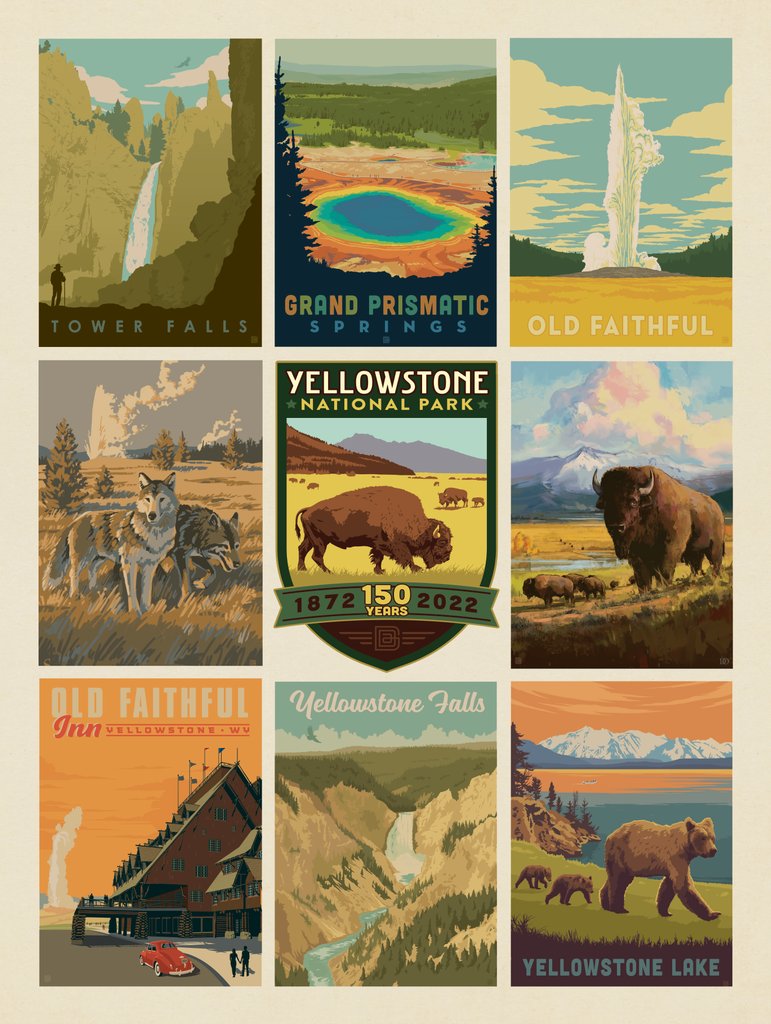 Yellowstone National Park: 150th Anniversary Commemorative Print - Notecards - Artwork