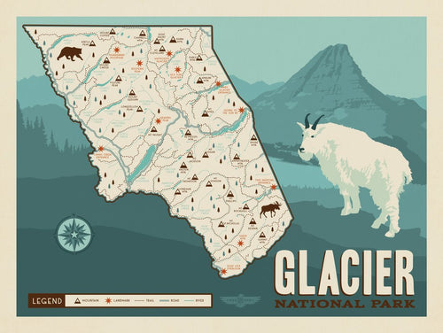 Map of Glacier National Park - Art Print - Artwork