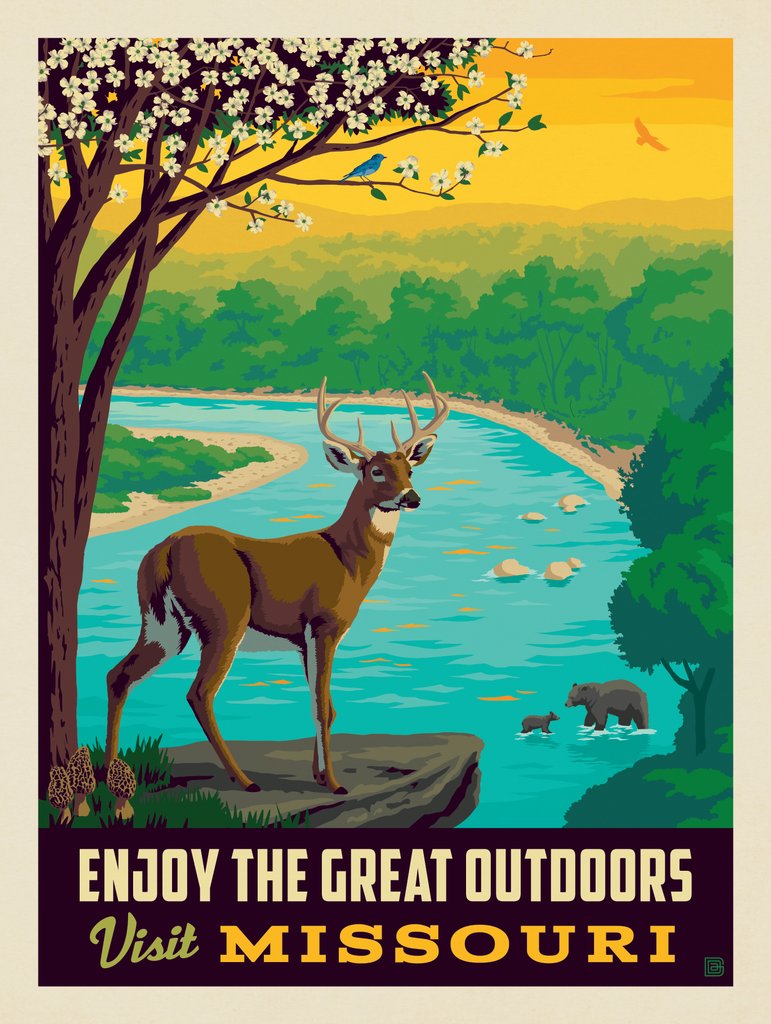 MO—Visit Missouri: Enjoy The Great Outdoors - Metal Sign - Artwork