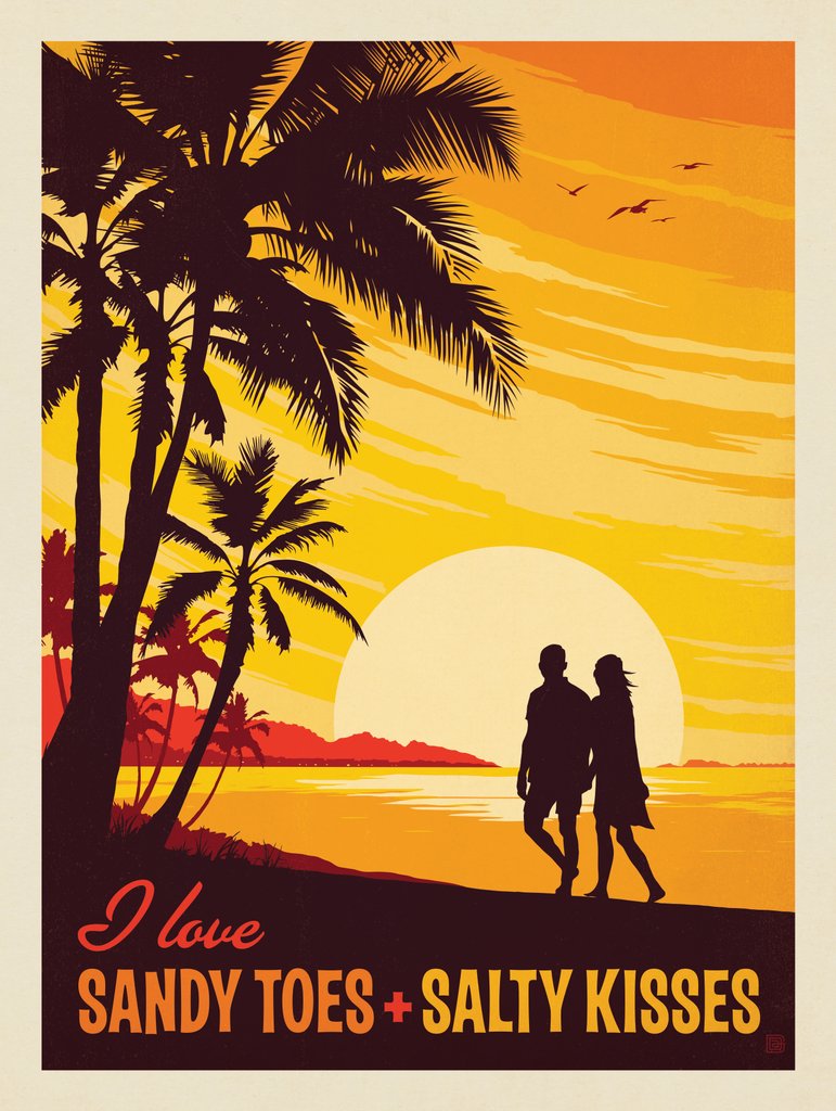 I Love Sandy Toes & Salty Kisses - Notecards - Artwork