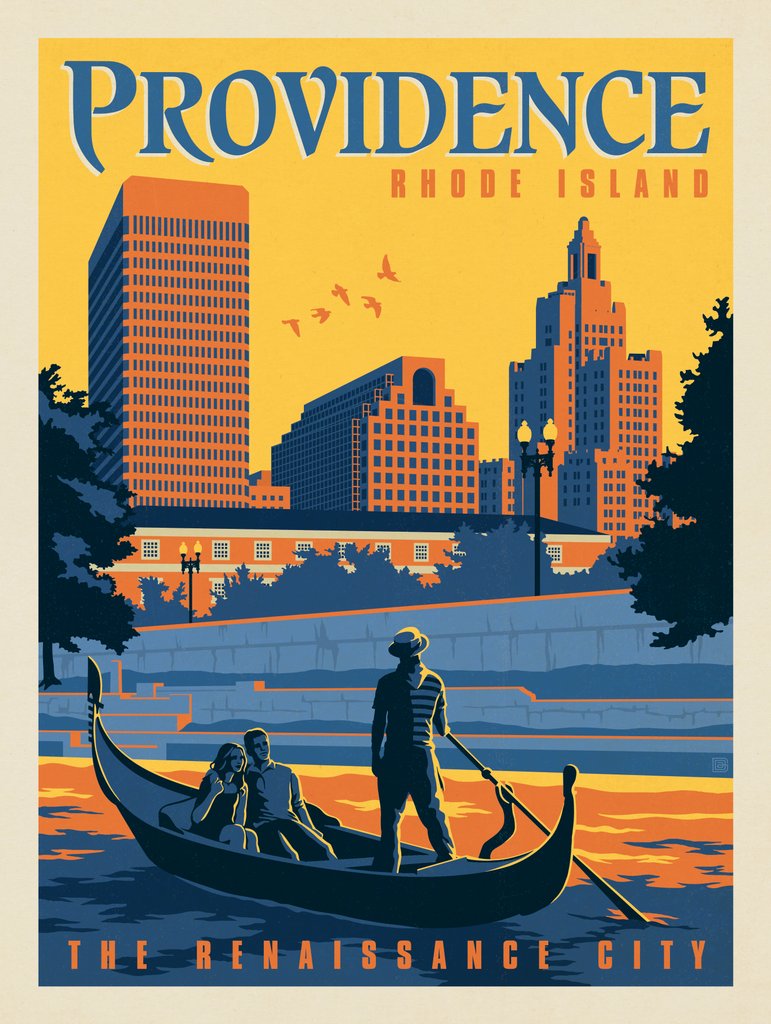Providence, Rhode Island - Metal Sign - Artwork
