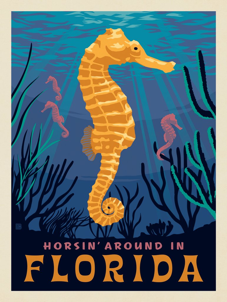 Florida: Seahorse - Art Print - Artwork