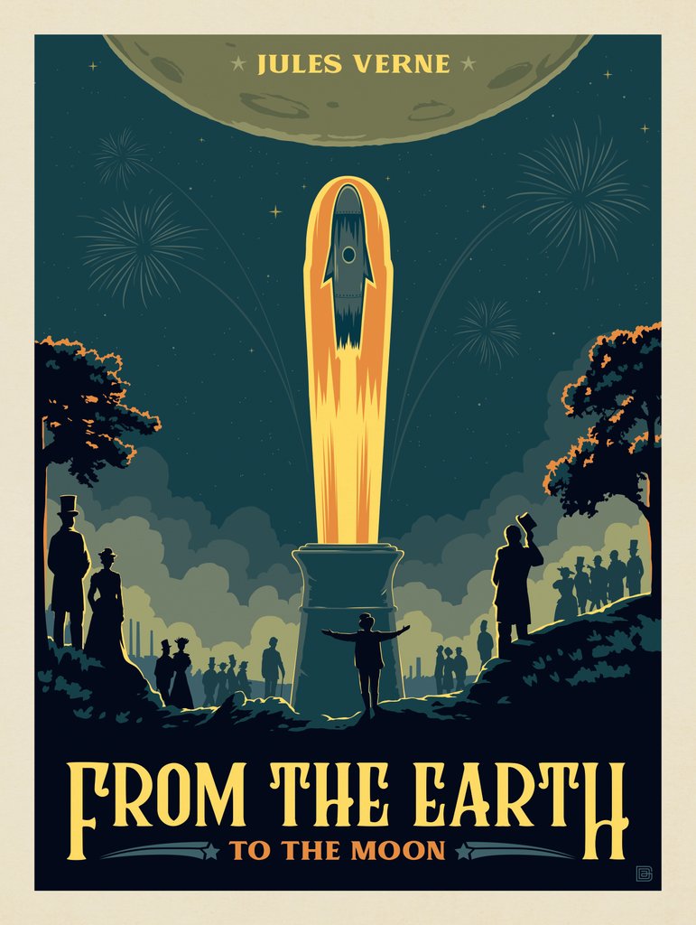 From The Earth To The Moon: Jules Verne - Metal Sign - Artwork