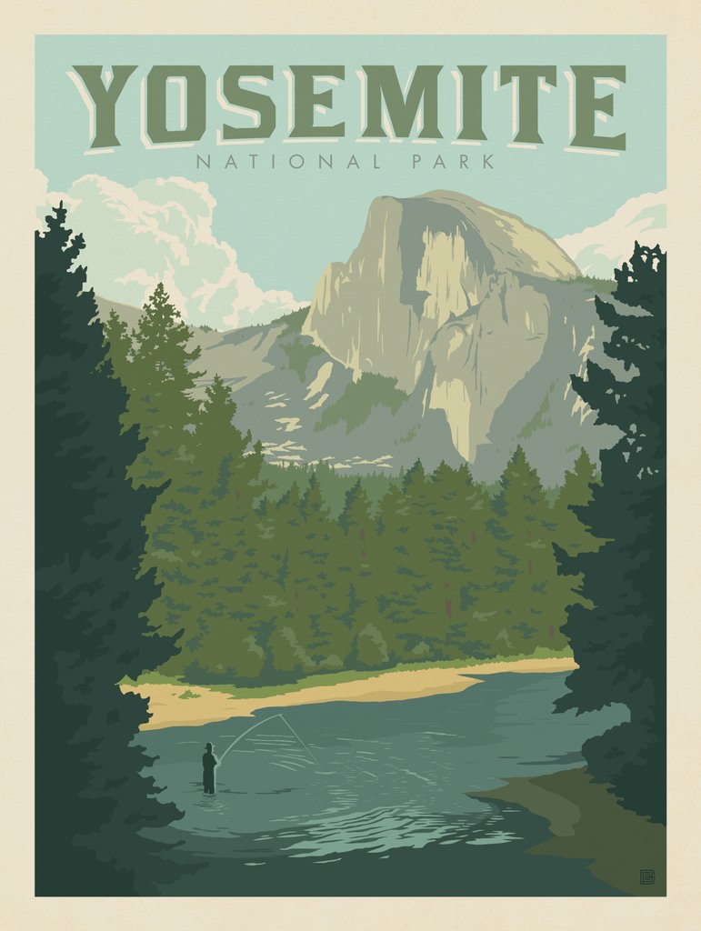 Yosemite National Park: Half Dome From the River - Notecards - Artwork